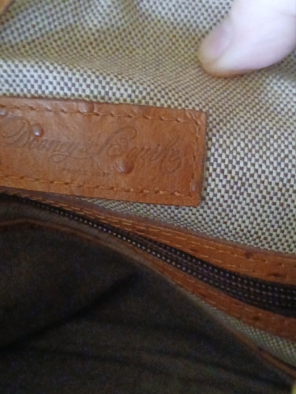 Dooney & Bourke Tan Ostrich-Embossed Shoulder Tote - Picture 6 of 9